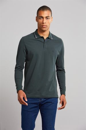 Polo Manga Longa Comfort Premium Piquet - Verde Floresta