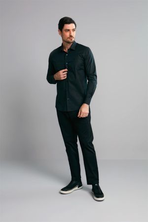 Camisa Manga Longa Slim Fit - Preto