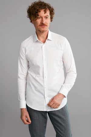 Camisa Manga Longa Social Fio Tinto Slim Fit - Rosa Claro