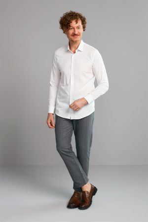 Camisa Manga Longa Social Fio Tinto Slim Fit - Rosa Claro