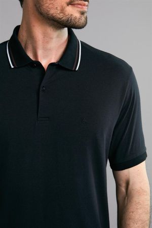 Polo Manga Curta Comfort Premium Malha - Preto