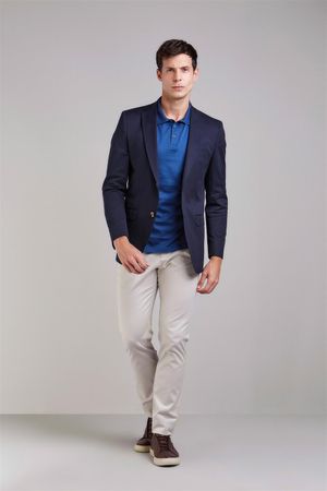 Blazer Alfaiataria Liso Slim Fit - Azul Marinho