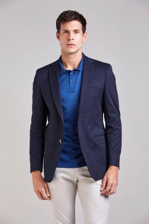 Blazer Alfaiataria Liso Slim Fit - Azul Marinho