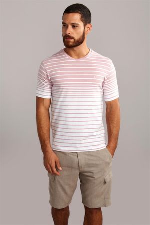 Camiseta Manga Curta Comfort Malha - Rosa Claro / Branco