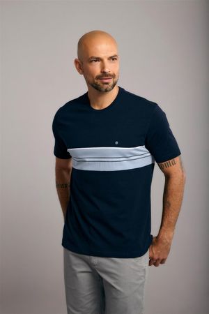 Camiseta Manga Curta Comfort Malha - Azul Marinho / Azul