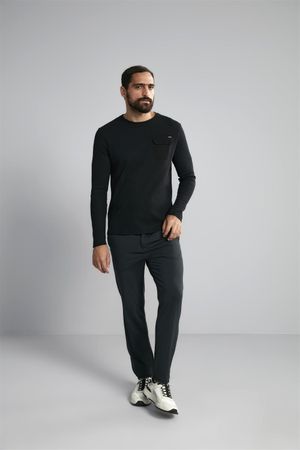 Camiseta Manga Longa com Bolso Slim Fit - Preto