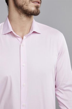 Camisa Slim Fit - Rosa Claro