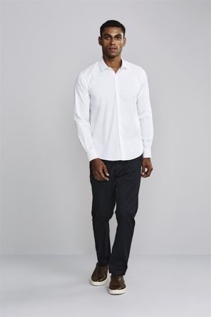 Camisa Manga Longa Fio Tinto Slim Fit - Branco