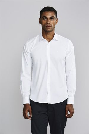 Camisa Manga Longa Fio Tinto Slim Fit - Branco