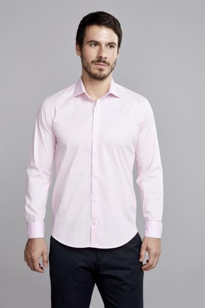 Camisa Slim Fit - Rosa Claro