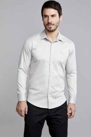 Camisa Slim Fit - Cinza Claro