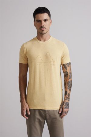 Camiseta Estampada Linen Blend Slim Fit - Amarelo