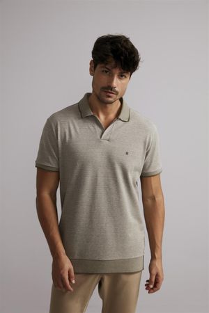 Polo Piquet Slim Fit - Exercito / Bege Areia