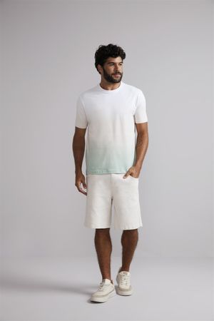 Camiseta Comfort Malha - Brnaco / Verde Água