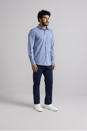 Camisa Comfort Jacquard - Azul Médio