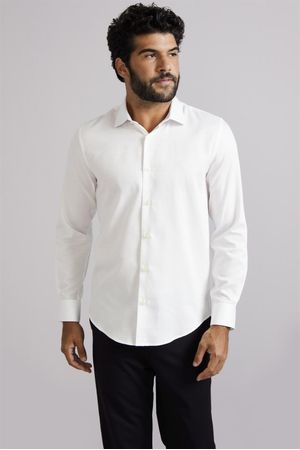 Camisa Jacquard Slim Fit - Branco