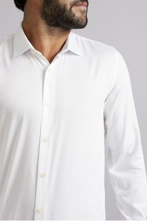 Camisa Jacquard Slim Fit - Branco