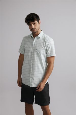 Camisa Manga Curta com Bolso Slim Fit - Verde