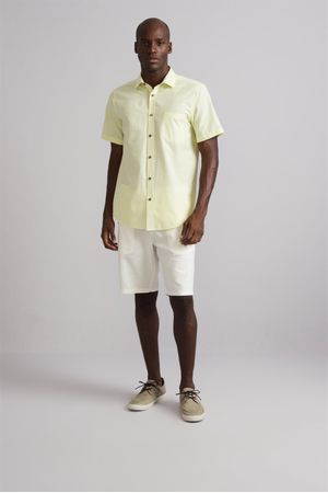 Camisa Manga Curta com Bolso Comfort - Verde Limão