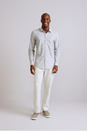 Camisa Slim Fit - Cinza Claro