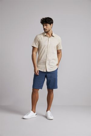 Camisa Manga Curta Slim Fit - Areia