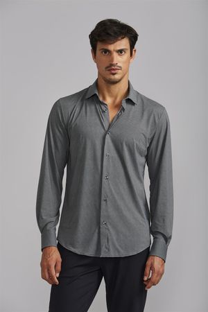 Camisa Tecnocomfy Slim Fit - Cinza Chumbo