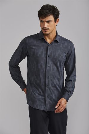 Camisa Tecnocomfy Slim Fit - Cinza Chumbo