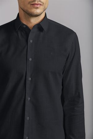 Camisa Slub Slim Fit - Preto