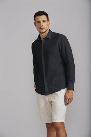 Camisa Slub Slim Fit - Preto