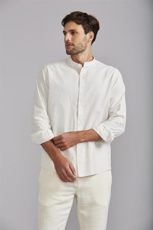 Camisa Gola Padre Comfort - Bege Areia