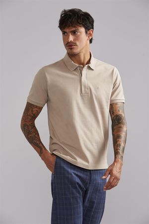 Polo com Ziper Premium Comfort Piquet - Marrom Crafit
