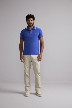 Polo Malha Premium Slim Fit - Azul Bic