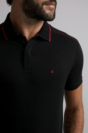 Polo Malha Premium Slim Fit - Preto