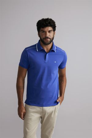 Polo Malha Premium Slim Fit - Azul Bic