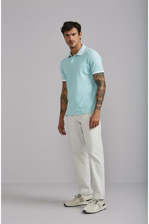 Polo Piquet Slim Fit - Verde Jade / Branco