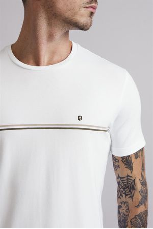 Camiseta Malha Slim Fit - Branco / Marrom Craft