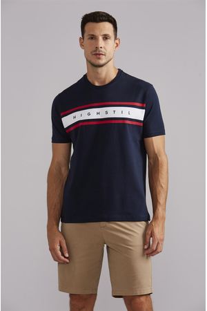 Camiseta Comfort Malha - Azul Marinho / Branco