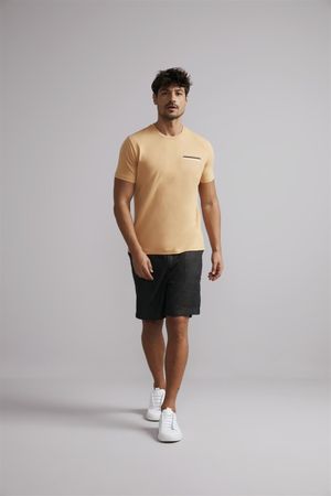 Camiseta Malha Slim Fit - Marrom Caramelo