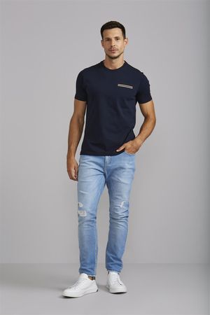 Camiseta Malha Slim Fit - Azul Marinho