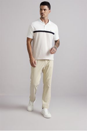 Polo Comfort Malha - Branco / Marrom Craft