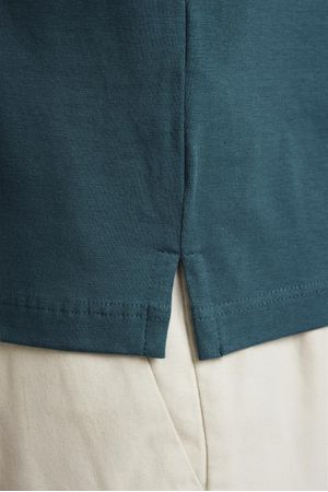 Polo Malha Slim Fit - Verde Floresta / Azul Marinho