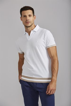 Polo Jacquard Slim Fit - Branco