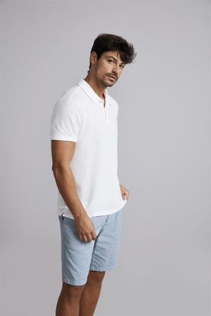 Polo Malha Tricot Slim Fit - Off White