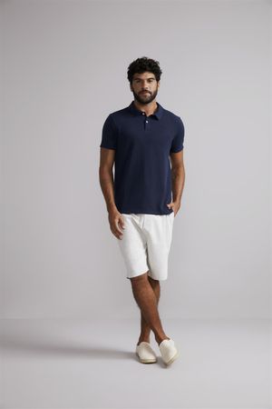 Polo Malha Tricot Slim Fit - Azul Marinho