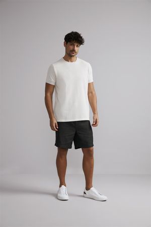Camiseta Texturizada Linen Blend Slim Fit - Off White
