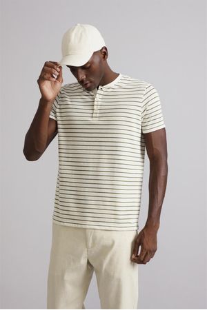 Camiseta Gola Portuguesa Linen Blend Slim Fit - Verde Eco