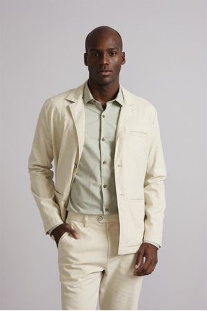 Blazer Linen Blend Slim Fit - Bege Areia