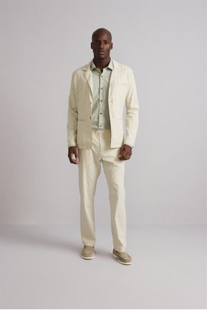 Blazer Linen Blend Slim Fit - Bege Areia