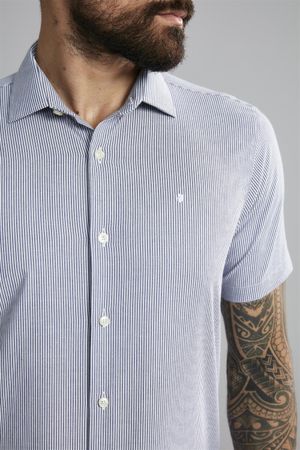 Camisa Manga Curta Comfort Fio Tinto - Azul Marinho