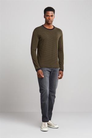 Camiseta Manga Longa Malha Slim Fit - Preto / Verde